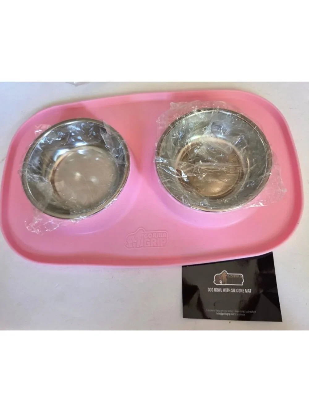 Gorilla Grip Dog Cat Feeding Mat Bowl Set BPA-Free Silicone Base Stainless Steel